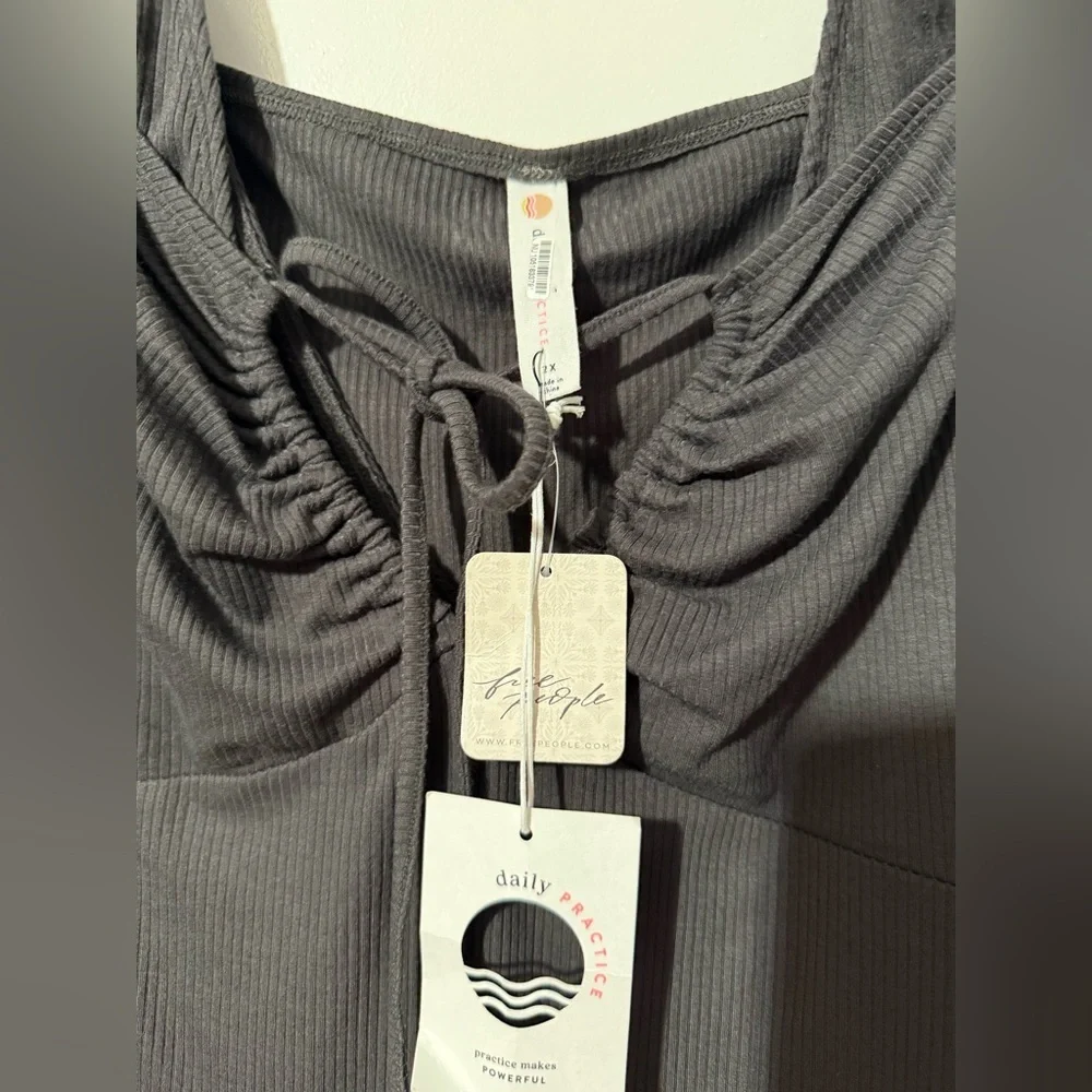 Free People Charcoal Gray Off-Shoulder Mini Dress